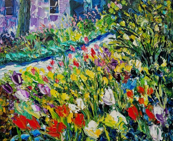 Garden with Tulips