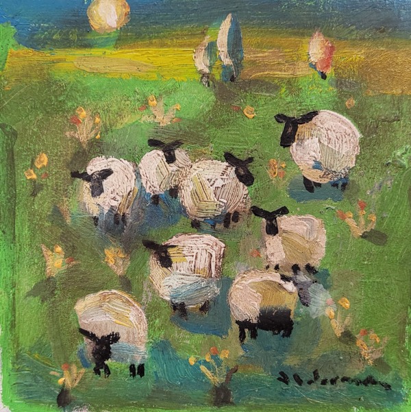 Summer Evening with Sheep